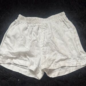 High Waist White Women's Shorts